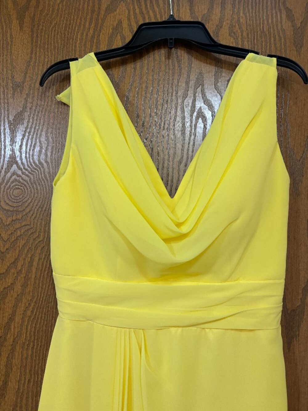 Yellow sleeveless floor-length chiffon gown: formal, prom, wedding guest - 8